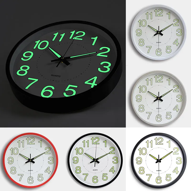 

30cm Plastic Wall Clock Time Wth Hook Night Light Round Number High Quality Beautiful Stylish Interesting Home Decoration Supply