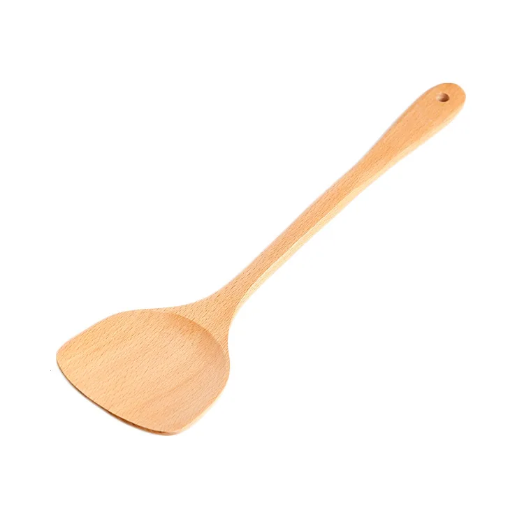Wood color wooden tableware spatula wholesale beech long handle cooking shovel non-stick kitchen set | Дом и сад