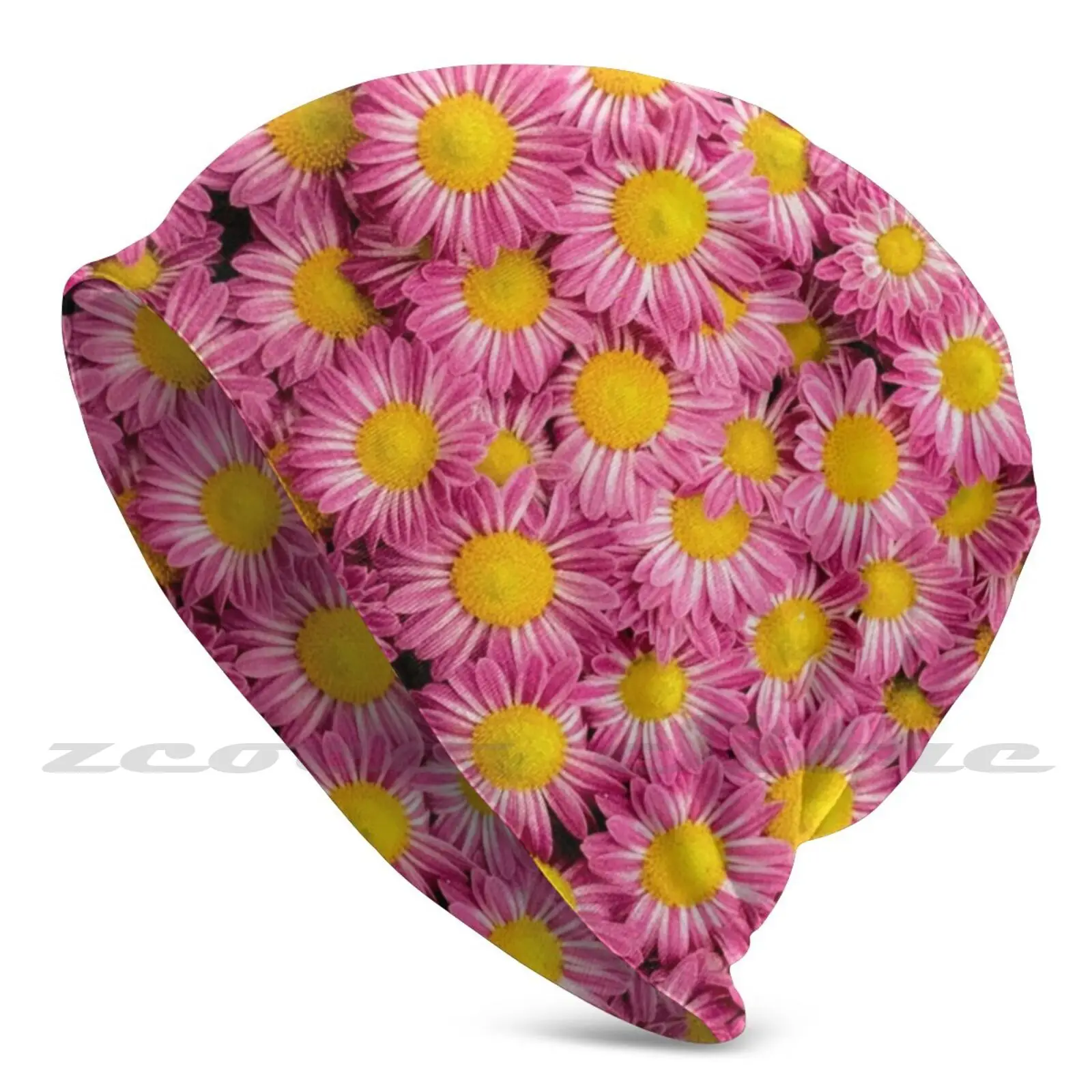 

Вязаная шапка для детей и взрослых, дышащая шапка с цветами маргаритов, розового цвета, для занятий спортом на открытом воздухе