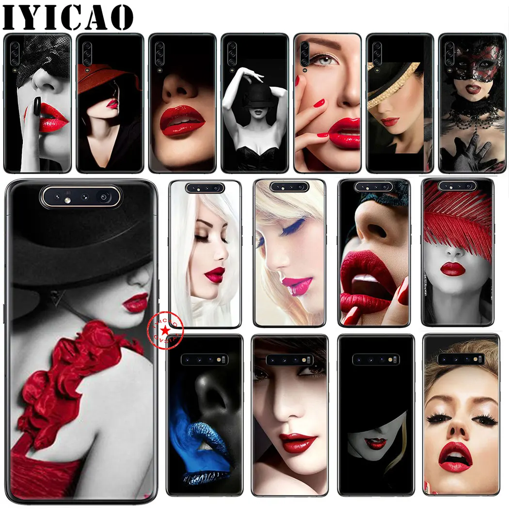 Мягкий чехол IYICAO с красными губами для samsung Galaxy S10e S10 S9 S8 Note 8 9 10 Plus S6 S7 Edge TPU чехол| |