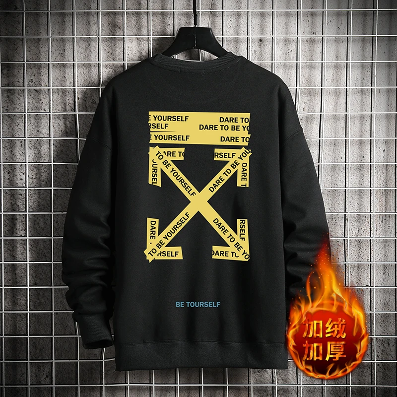 

Men's hoodie trend 9th oversize jacket solid color hoodie cartoon printing plus velvet warm sports sweater