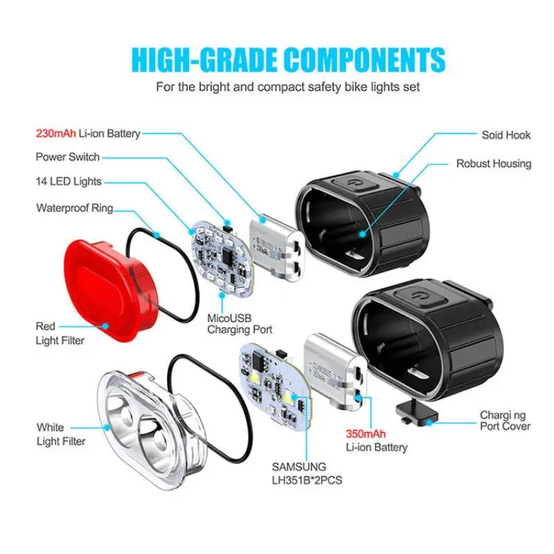 

LED Cycling Taillight Set Bike Front Light Multiple Mode Waterproof MTB Bike Headlight Taillight Bicycle Light Bike Accessories