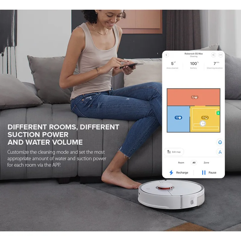 2020 горячая Распродажа Roborock S5 Max Лазерная навигация робот пылесос WIFI управление