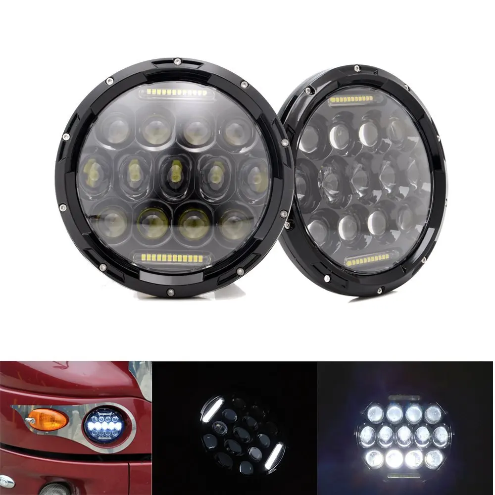 Черный/хром 7 дюймов круглые светодиодные фары DRL для Lada 4x4 urban Niva UAZ Hunter для Jeep wrangler Toyota FJ Cruiser налобный фонарь