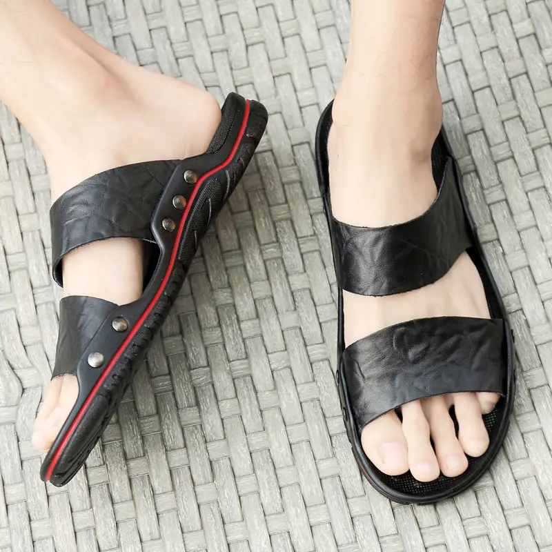 Сандалии мужские из спилка и кожи дышащие повседневные большого размера 48 | Обувь