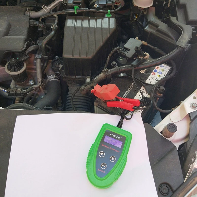 

Foxsur 12V Car Battery Detector Lcd Battery Analyzer Car Charge Diagnostic Tool Wet Ca Sla Battery Cca Ir Soh Scanner