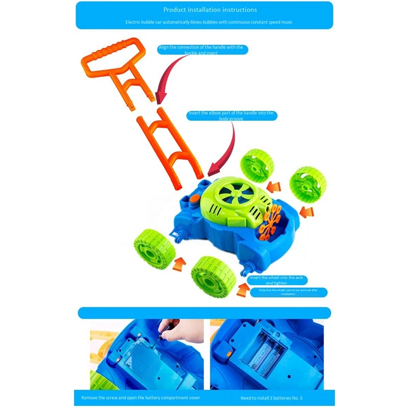 

Kids Bubble Lawn Mower Electronic Bubble Blower Machine Fun Bubbles Blowing Push Toys Best Boys Girls Toddlers Gift