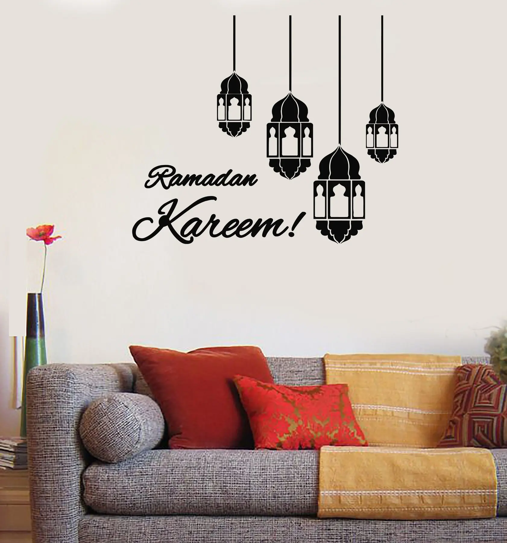 

Vinyl Wall Decal Islam Arab Mosque Ramadan Kareem Sticker Mural Home Living Room Sofa Decoration Beautiful Sticker MSL10