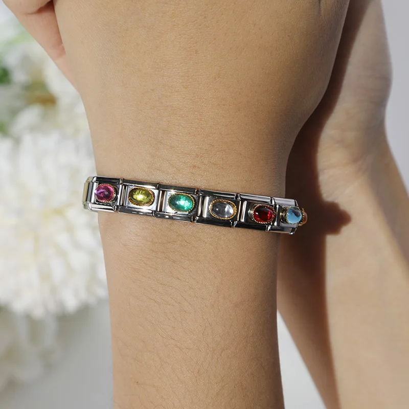 Hapiship 9mm Width Original Daisy Red Pink Orange Rhinestone Italian Charm Fit Bracelet Stainless Steel Jewelry Making DJ004 | Украшения и