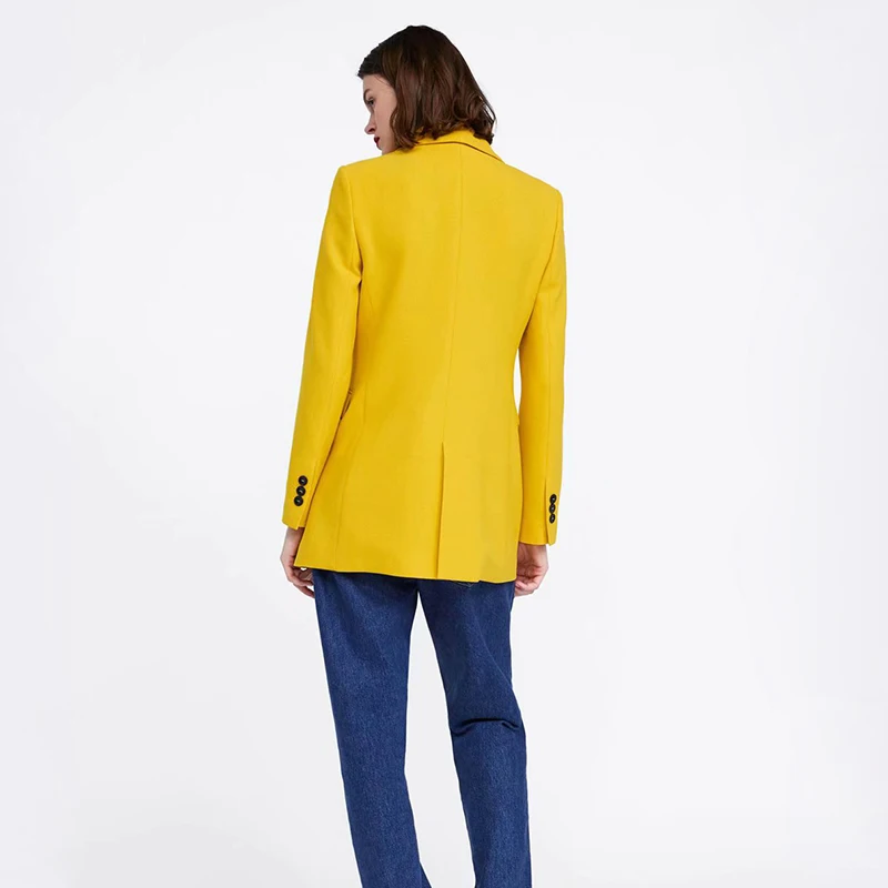 Женский блейзер в полоску ZA розовый желтый повседневный элегантный поп