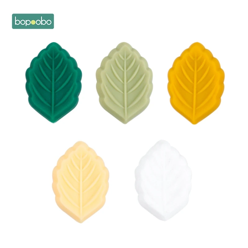 Green Series Bopobo 5 шт. Детские Прорезыватели силиконовые листья пищевого качества Прорезыватель DIY кормящих жевательных игрушек детские аксессуары для прорезывания зубов Силиконовые Бусины - Цвет: Green Series