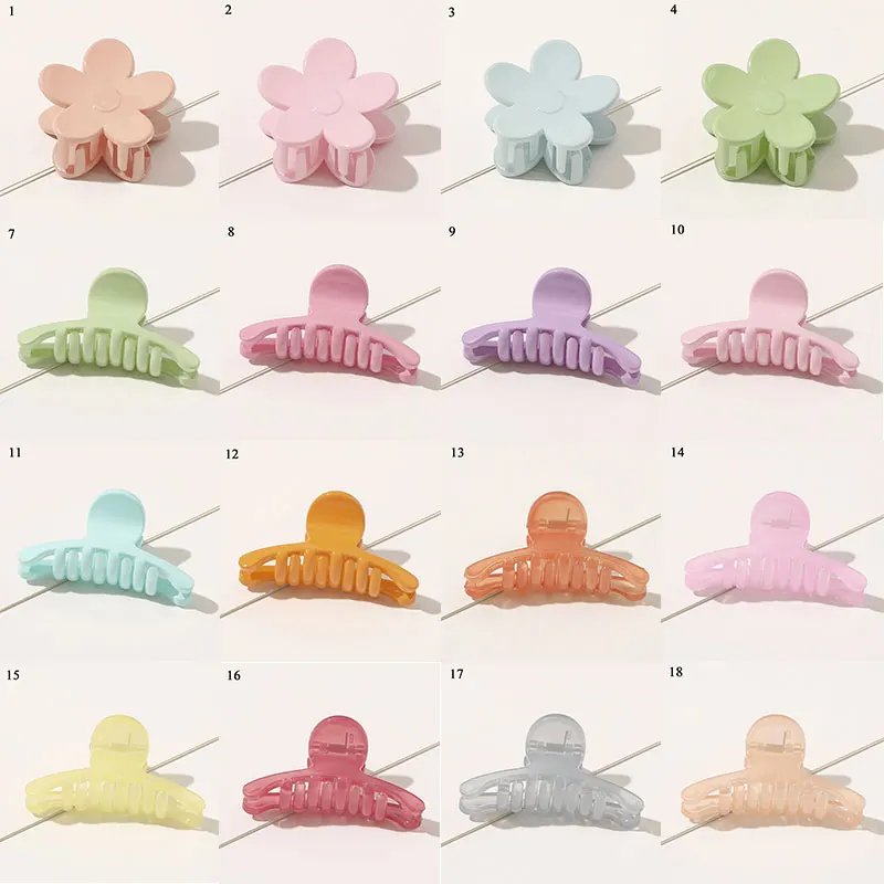 

Korean Hairpins Women Solid Color Hair Clip Clamp Flower Pattern Banana Grips Geometric Girls Hair Crab Claws Hair Accessories
