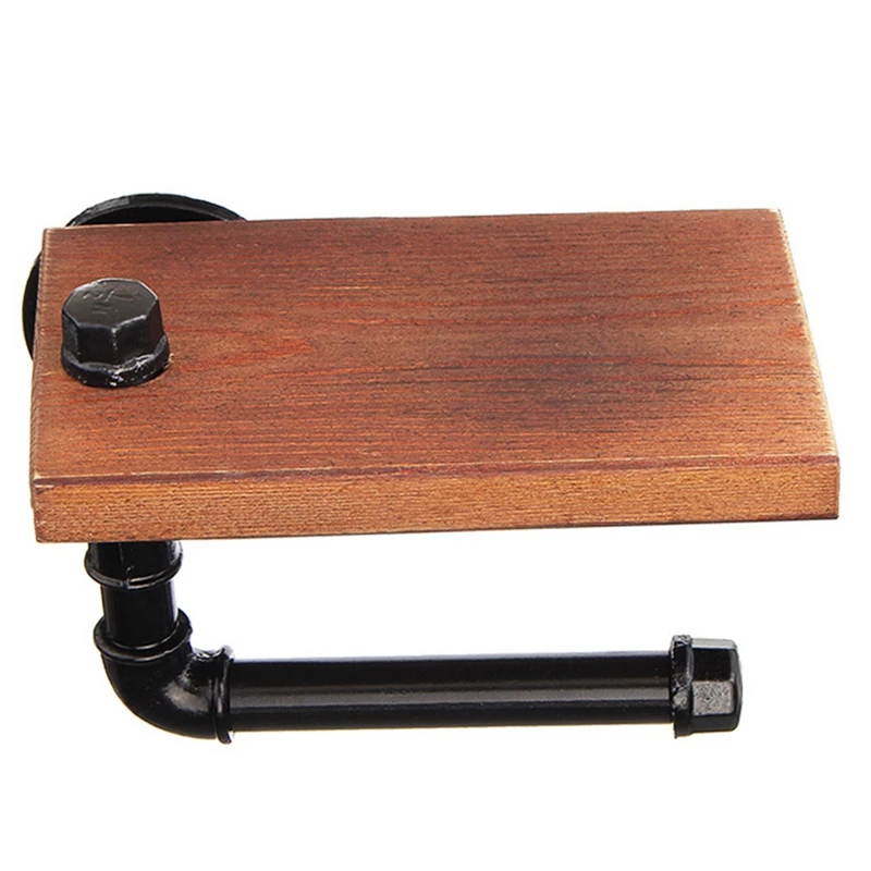 Toilet Paper Roll Holder With Phone Wall Mounted Shelf Rustic Industrial Floating Water Pipe Rack | Мебель