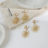 sexy european and american sun earrings cold style fashionable temperament long sun flower earrings for women