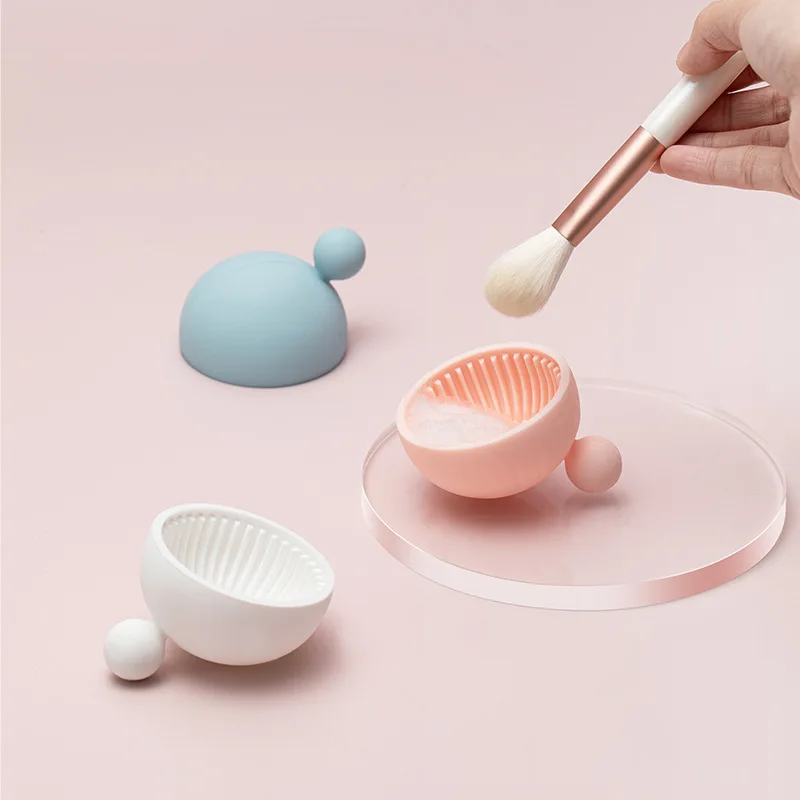 

Nordic Silicone Makeup Brush Cleaner Striped Design Brush Washing Tray Cosmetic Eyebrow Brush Cleaning Tool