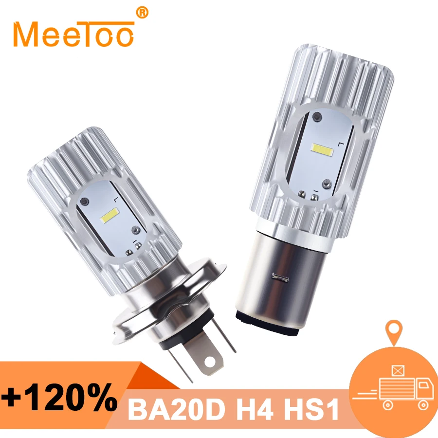 Светодиодные лампы для мотоциклетных Фар H4 Ba20d светодиодные фары HS1 12 В 6500k