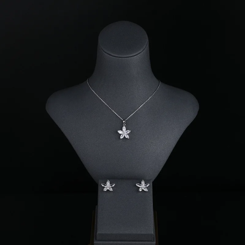 

MYFEIVO Full Zircon 3 Pieces Stars Jewelry Sets Necklace Earrings Set for Female Wedding Party HQ0923