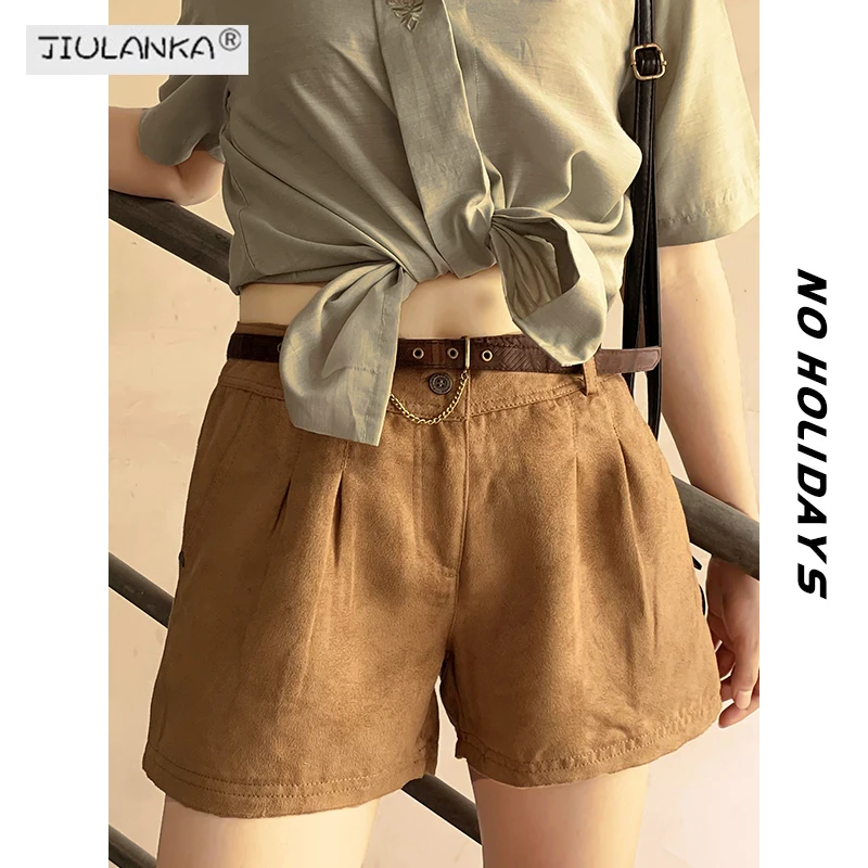 

Women's High Waist Shorts Women Clothing Summer 2020 Brown Fashion Shorts Women's Pants For Women Hara juku Pants Korean Style