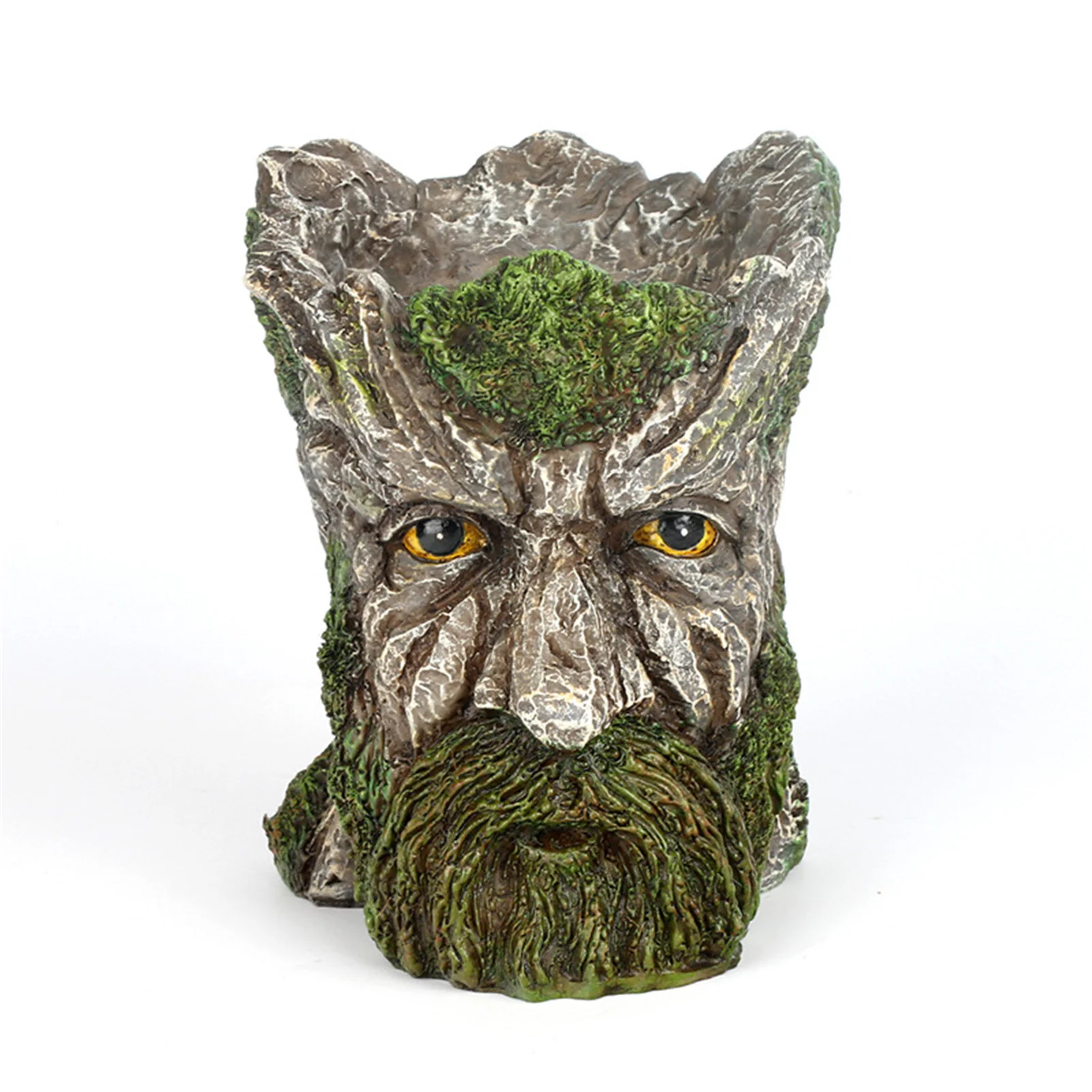 

Man Face Tree Trunk Pot Treeman Flower Planter with Green Beard Decorative Resin Flower Pot for Garden Plant PLDI889