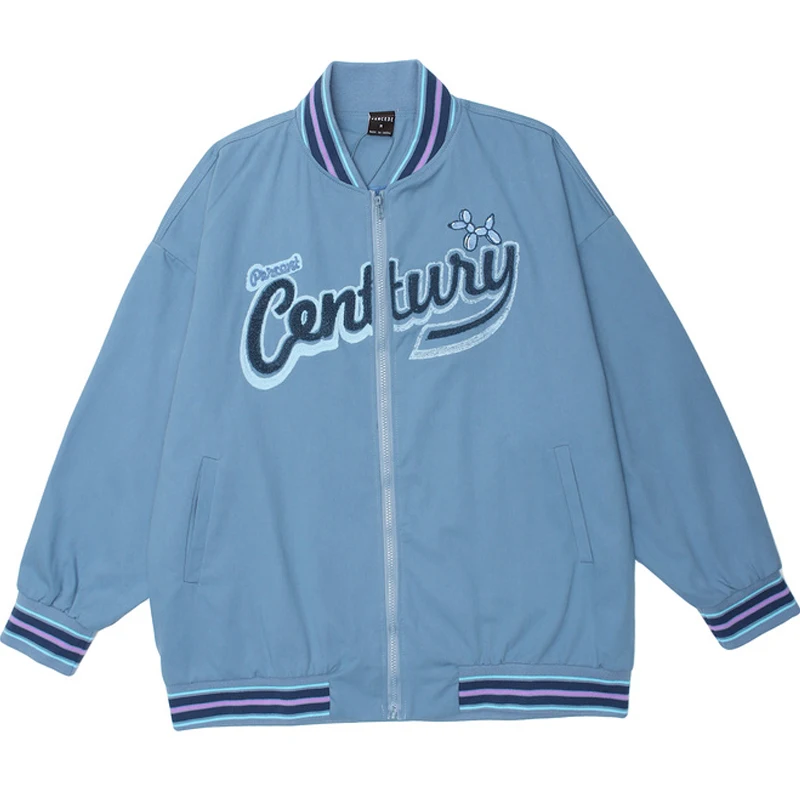

Men Towel Embroidery Patchwork Varsity Jacket Male Harajuku High Street Baseball Coats Unisex Couple Color Block Bomber Jackets