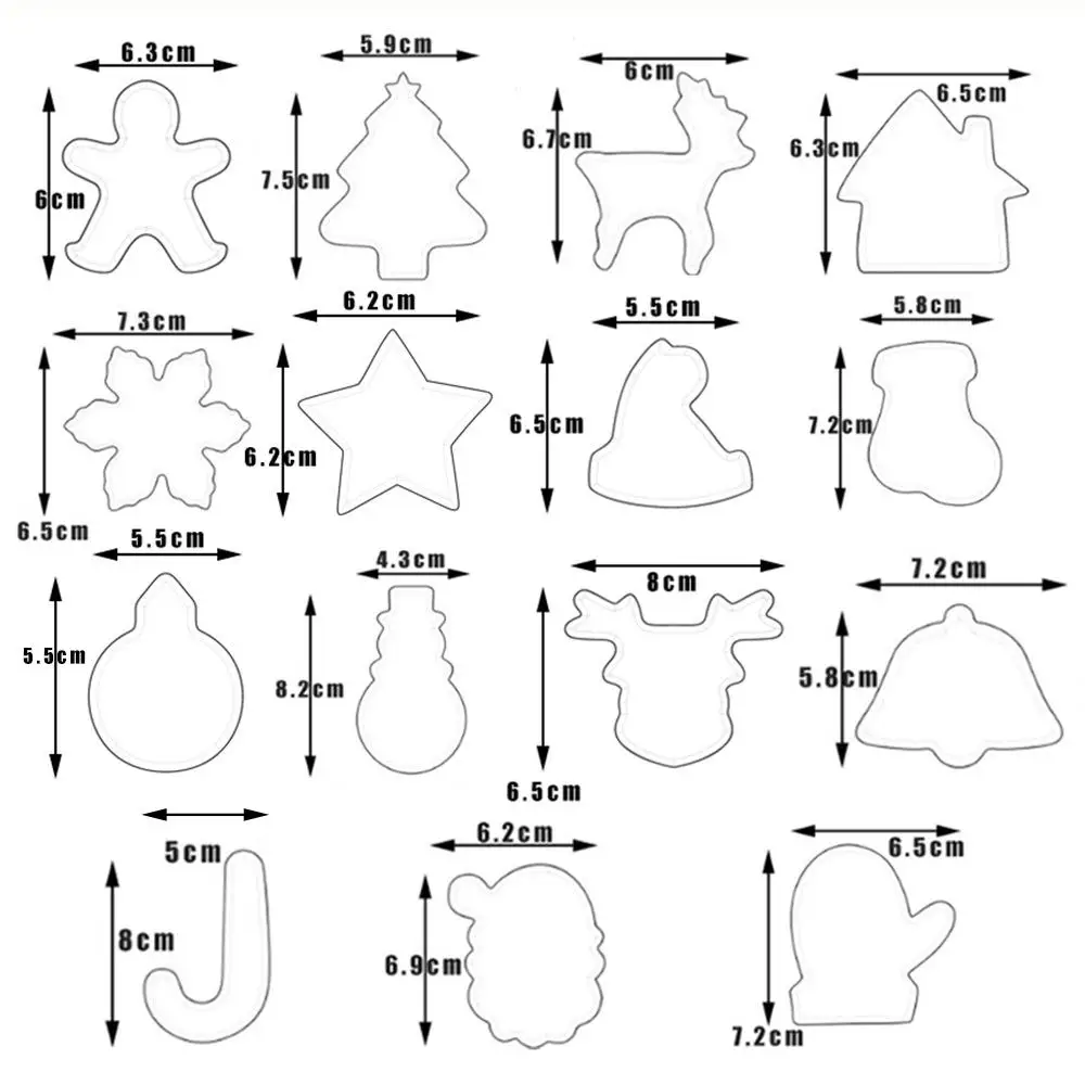 15 шт./компл. из нержавеющей стали печенье Форма Снеговик Рождественская елка Лось