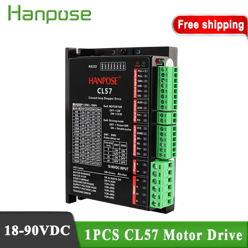 

Free shipping 1PCS CL57 controller Stepper motor driver for NEMA 23 CNC hybrid servo motor driver DC 18-90V