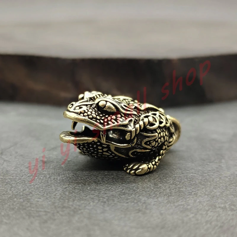 Pure copper three legged gold toad bell, car key chain pendant, brass toad car pendant, copper money fortune bell pendant