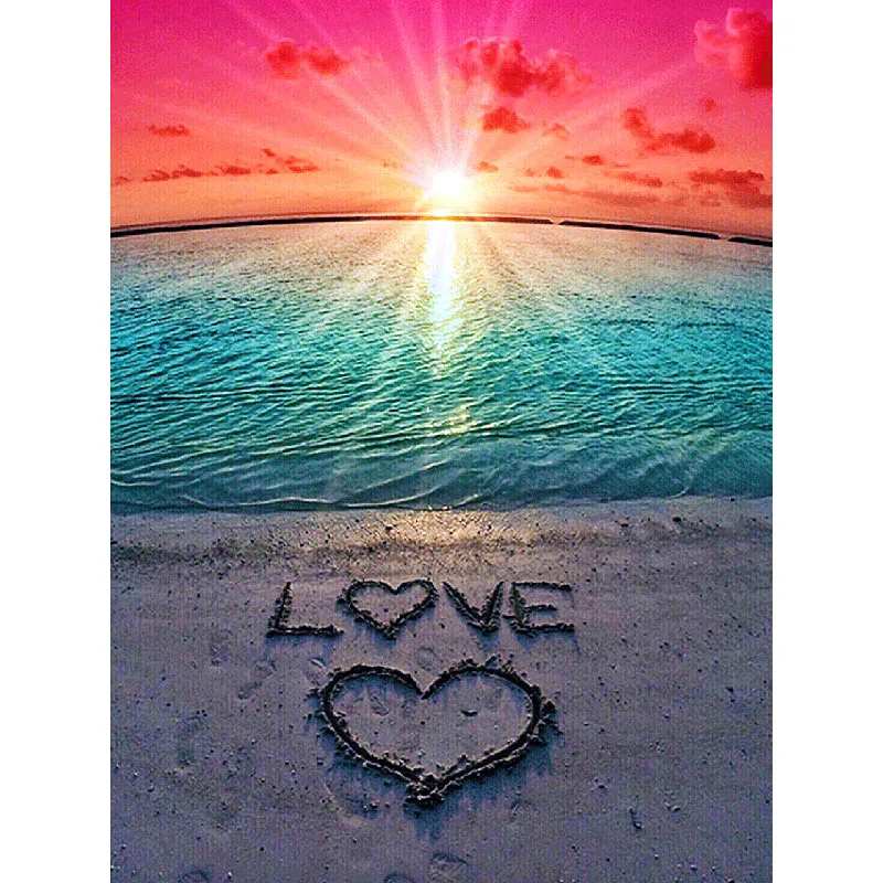 

Полная выкладка квадратные 5d алмазная вышивка море пляжные сандалии, украшенные стразами картина символ любви в форме сердца с кристаллами...