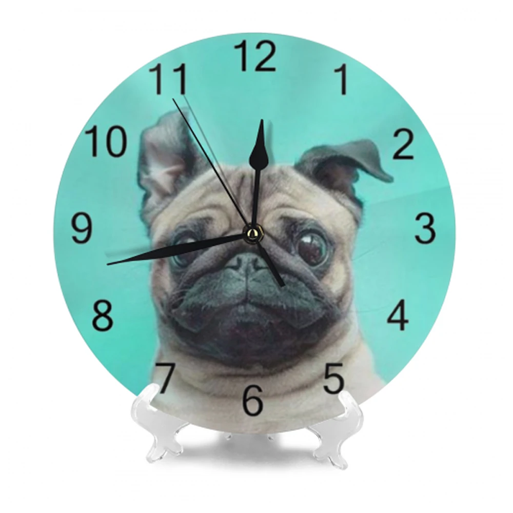 Cute Dogs 10inch Round Wall Clocks Digital Dial Mute Silent Battery Operated Kitchen Clock Living Home Decor | Дом и сад
