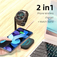 2 in 1 wireless chargers phone holder for iphone 12 pro max apple watch magenetic charging pad smartwatch carregador dock stand