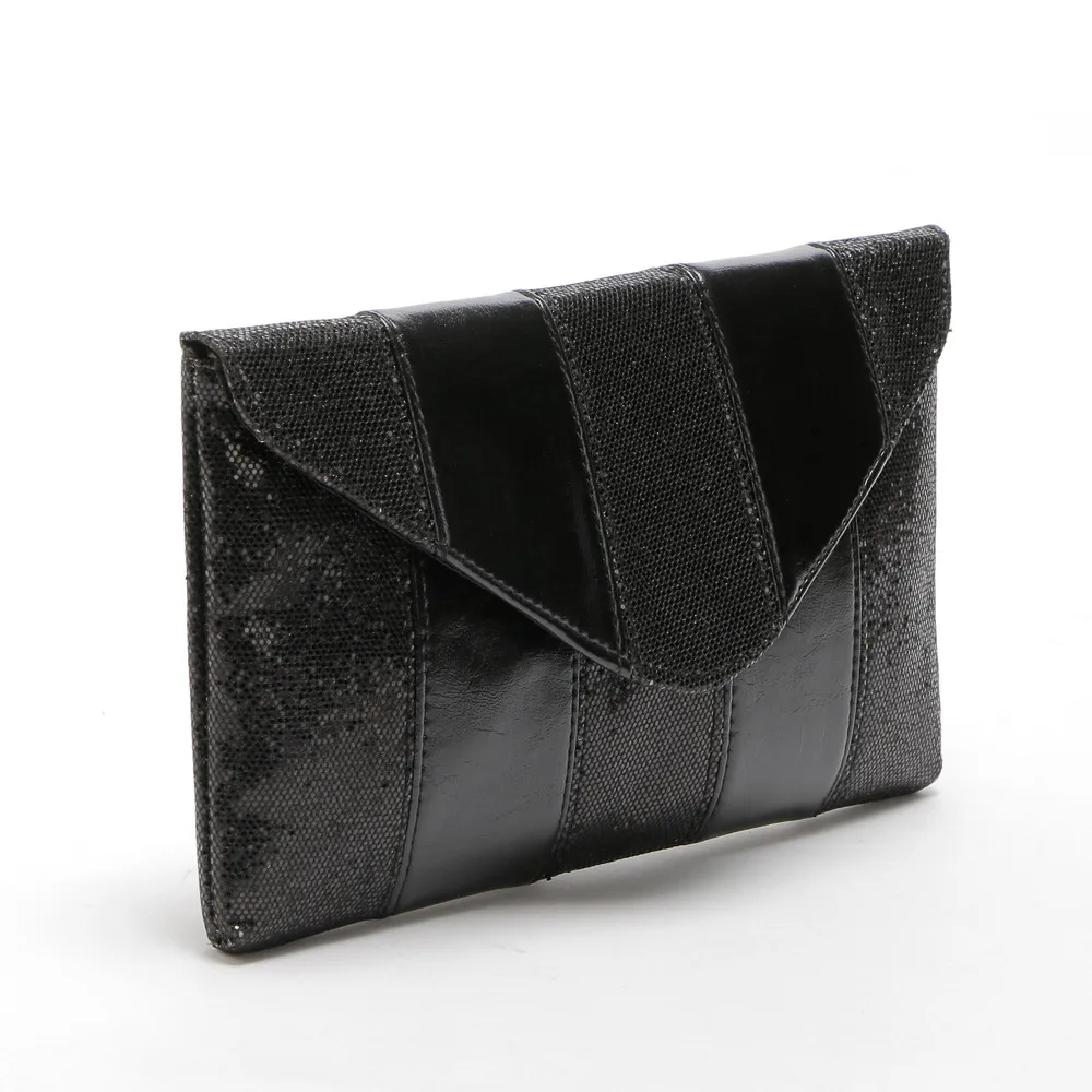 Модные женские туфли вечерние Блестки клатч конверт сумка мешок черного цвета