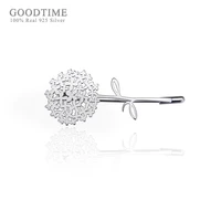 fashion sterling silver dandelion brooch ladies suit brooch glossy pin jewelry for man women party dress decoration