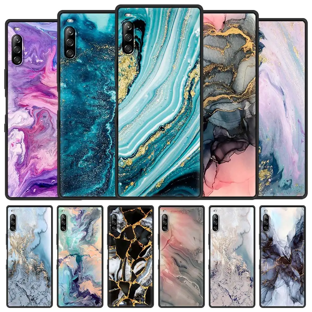 

Colorfull Marble Silicone Phone Case for Sony Xperia 1 II 5 Fundas 10 II L4 Soft TPU Coque Back Cover Stylish Casing Shell Bag