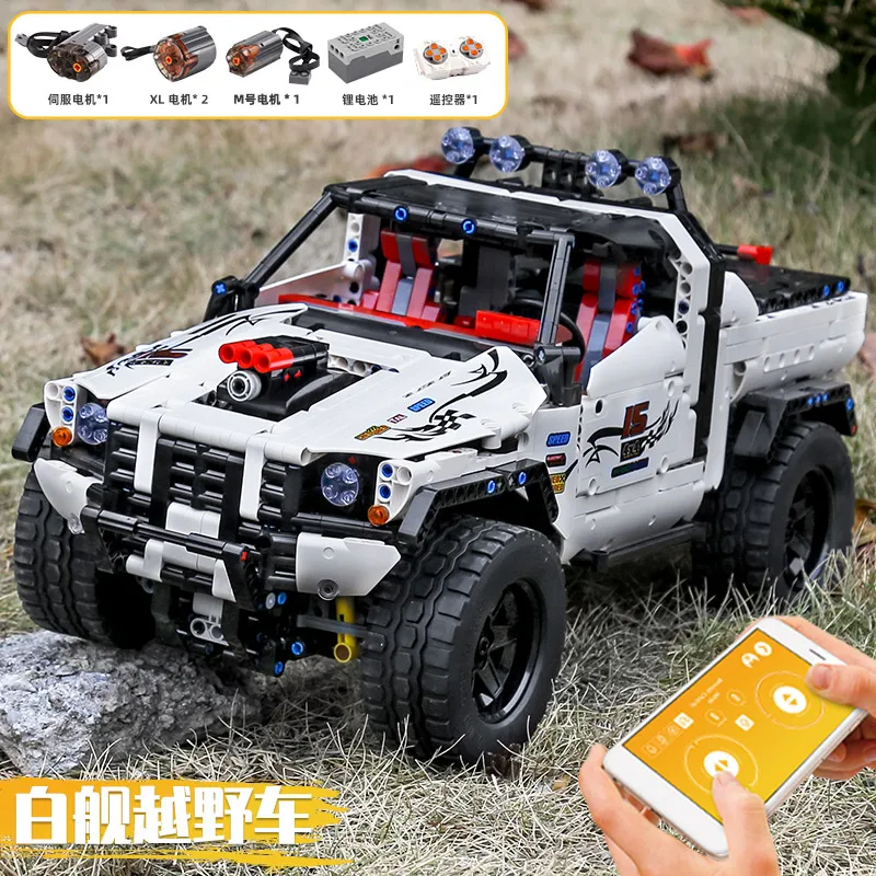 

MOULD KING 18005 APP new Car Toys The MOC-2412 Custom Pick-Up 4X4 Off-Road Car Model Building Blocks Kids Christmas Gifts