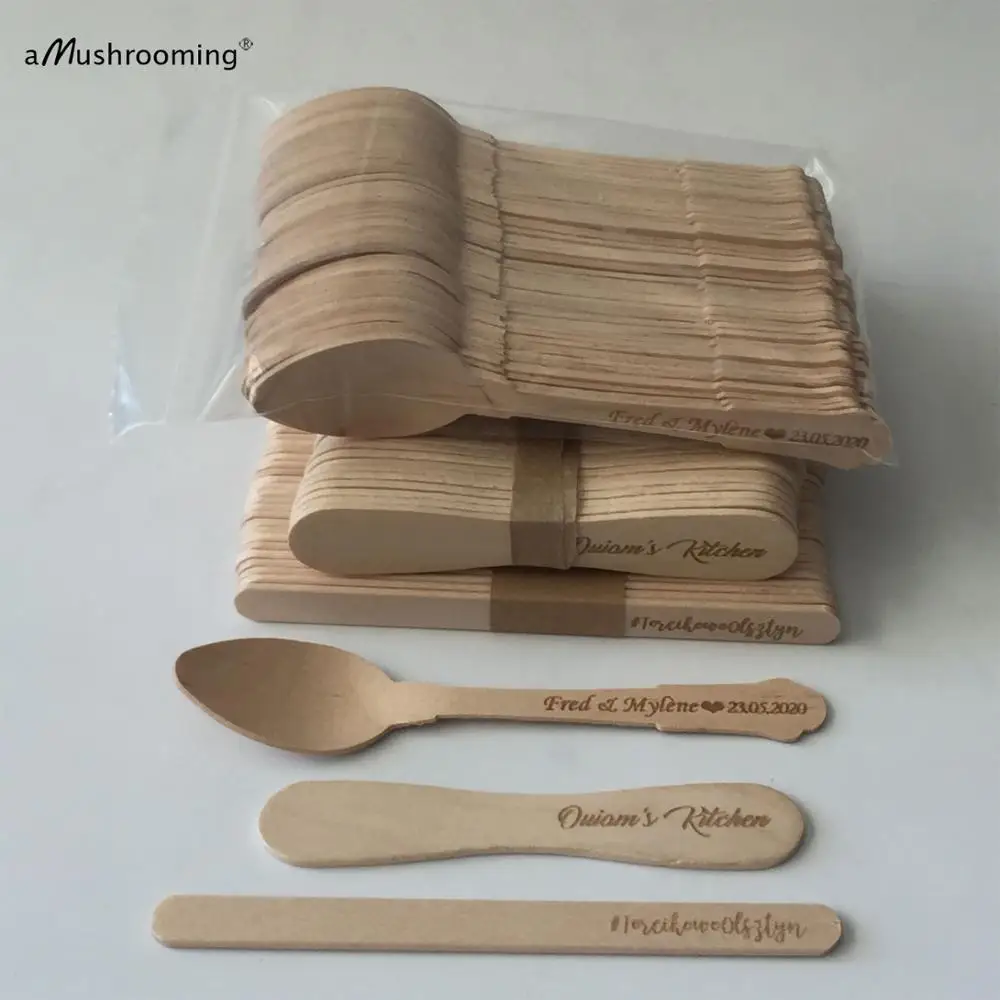 Одноразовые мини ложки деревянные палочки Cakesicles индивидуально выгравироанные