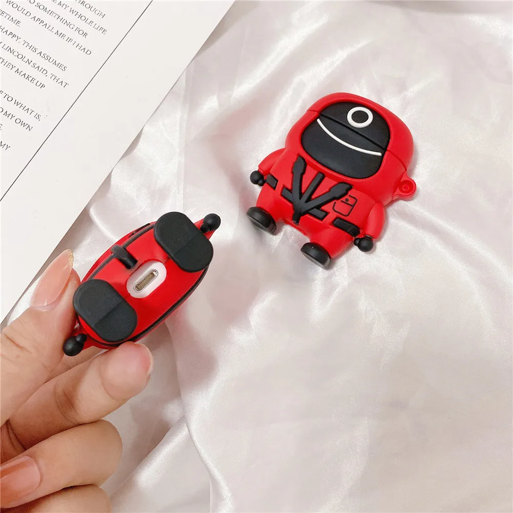 Чехол для наушников Airpods с 3d-рисунком кальмара силиконовый мягкий чехол брелоком