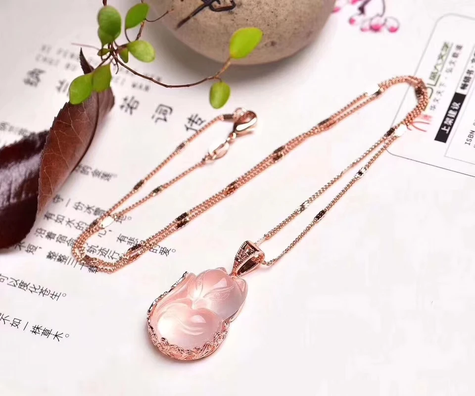 Цепочка с подвеской в виде светильник ды из розового кварца 26 х17 мм|Подвески| |