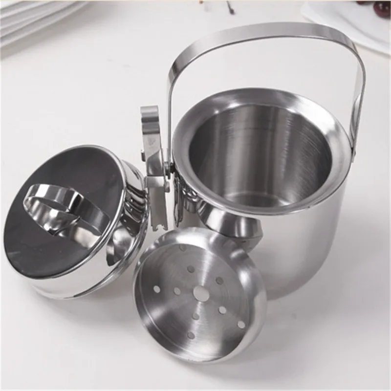 

High Grade Ice Cube Container Stainless steel Double Walled 1L Ice Bar Bucket with Tongs Lid Ice Home Bar Beer Wine Cooler