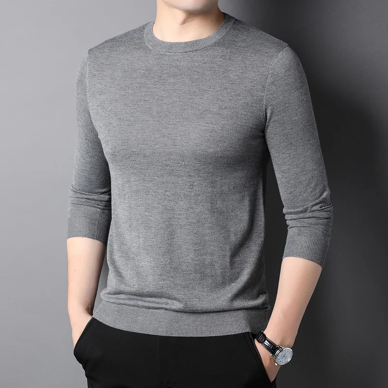 

2021 Spring Autumn Cashmere Cotton Blended Pullover Men Sweater Knitwear Jumper Hombre Pull Long Sleeve Knitted Sweaters E194