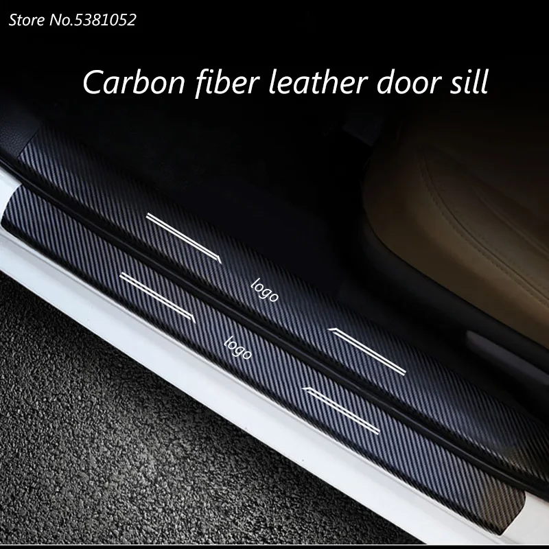 For Hyundai Tucson 2018 2019 2020 Threshold Sticker Accessories Welcome Pedal Carbon Fiber Leather Door Sill Decoration Strip