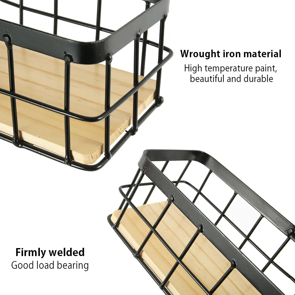 Деревянная настенная полка с доской подвесная корзина для хранения органайзер