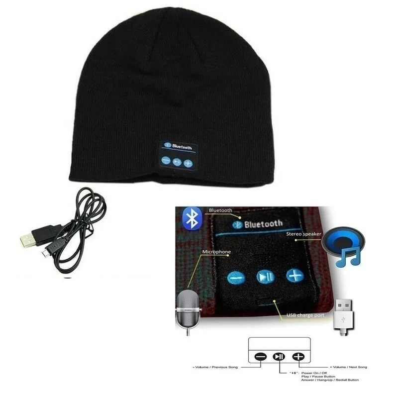 Bluetooth музыка мягкая шапка бини с стерео наушники гарнитура динамик