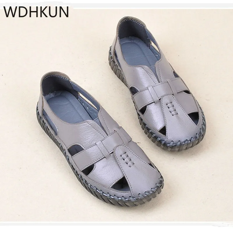 Сандалии женские из натуральной кожи босоножки ручной работы плоская подошва