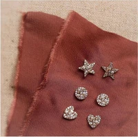 2020 new arrived minimal delicate cubic zirconia small stud mini geometric round heart star stud earring for girl