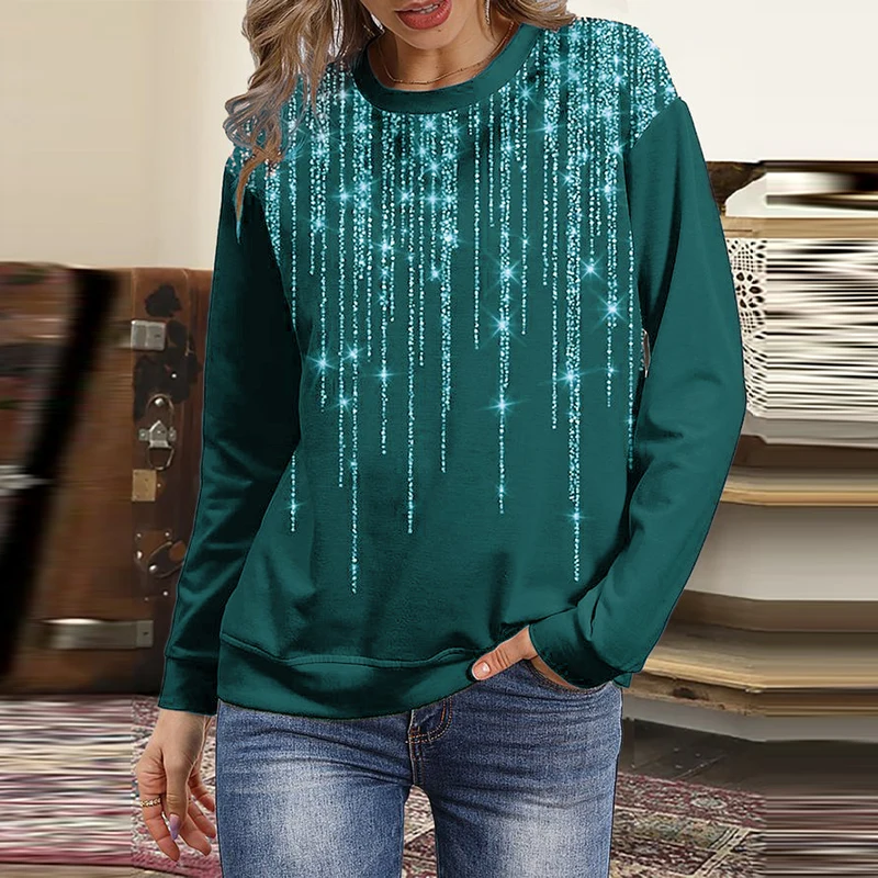 

Женский свитшот с круглым вырезом Вечерние с длинным рукавом