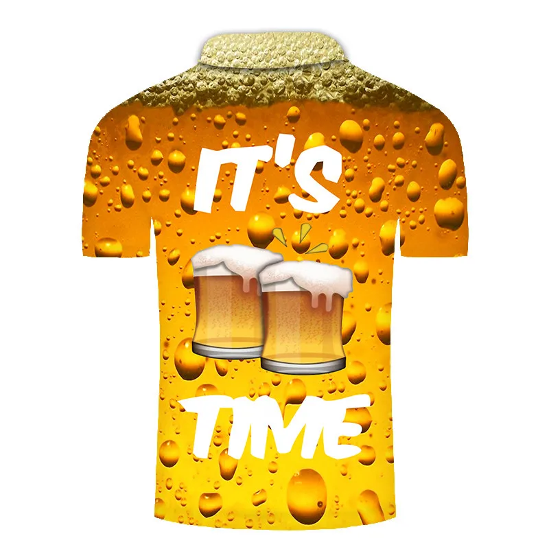 

2020 Fashion New Polo Shirt Short Sleeve Polo Shirt New Summer Slim Casual Polo Shirt Men Clothing Polo Homme Men Beer 3D Print