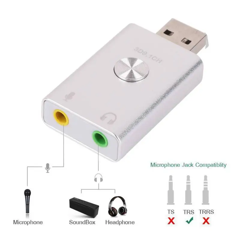 Высококлассный USB 3 1 внешняя звуковая карта адаптер Plug-and-play Конвертер Разъем для