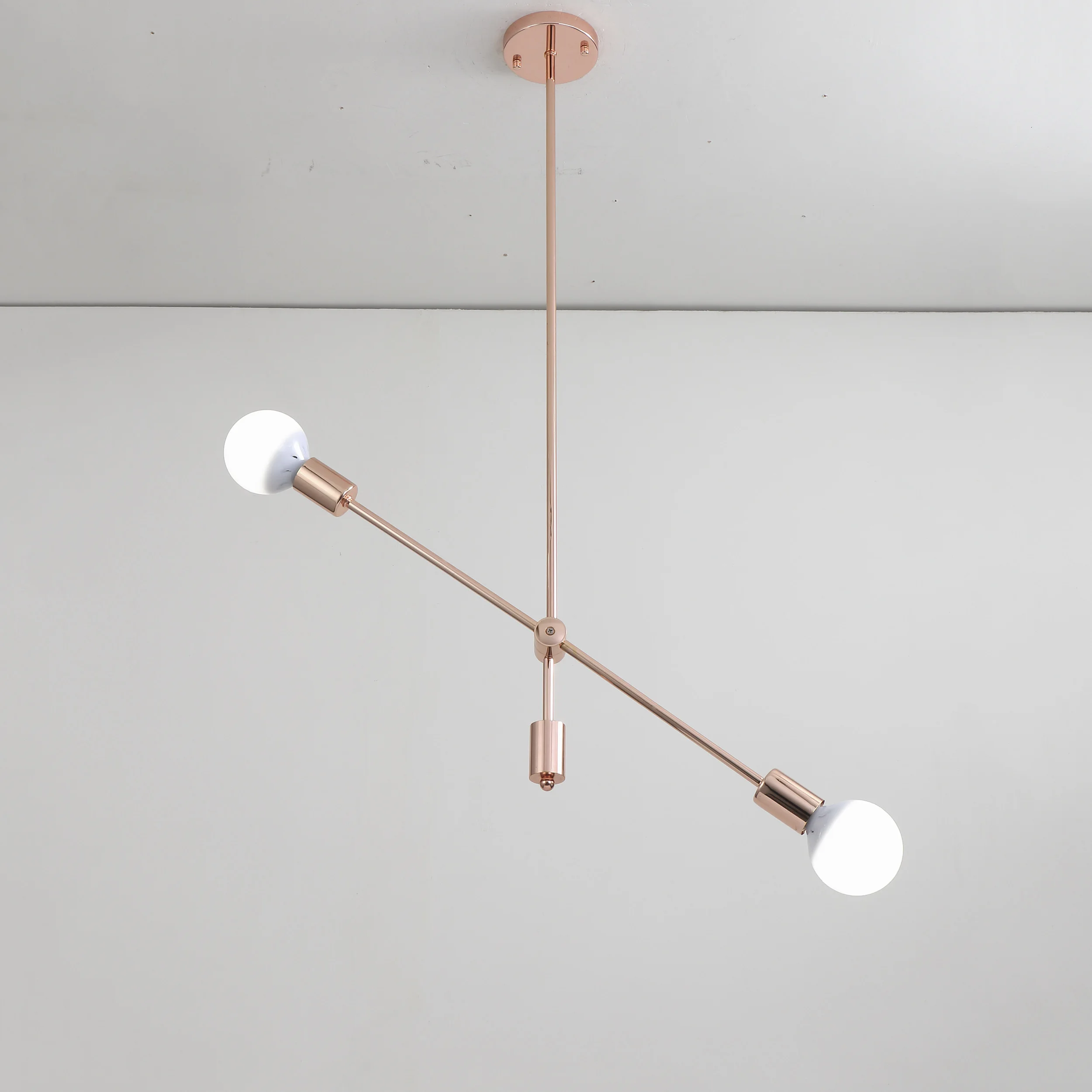 Люстра в форме трубки простой дизайн 2 лампочки латунный подвесной светильник