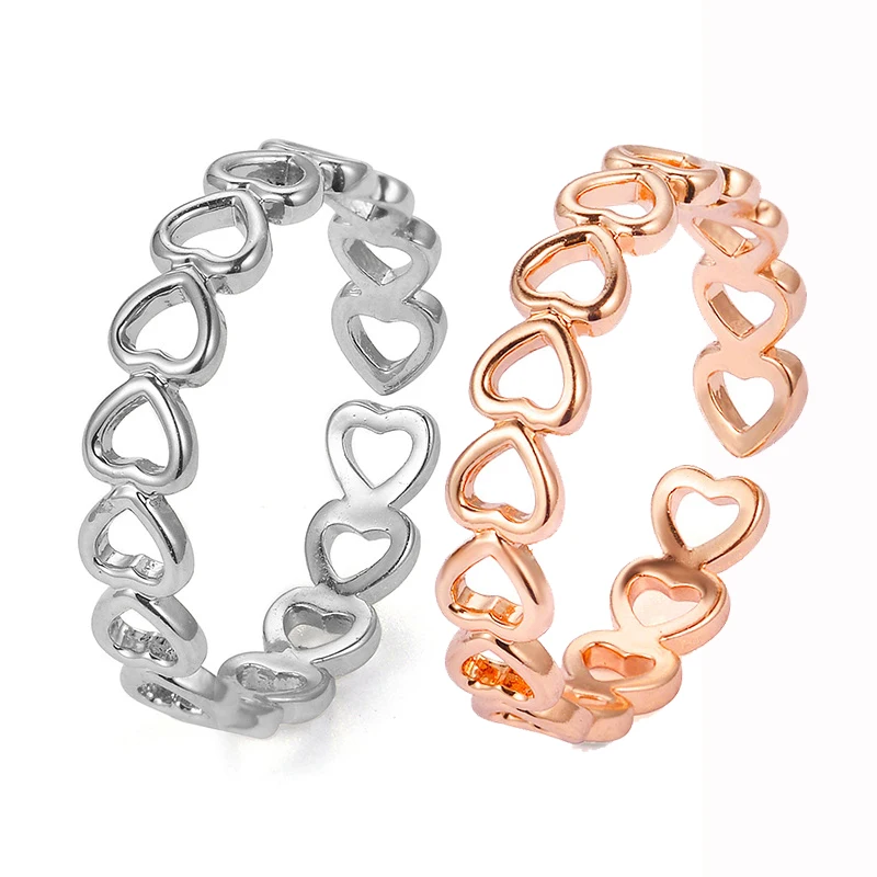 

Hollow Love Heart Rings for Women Silver Color Open Adjustable Ring Cute Jewelry Simple Accessories Lady Wedding Party Gift