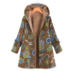 Новинка 2021, женская зимняя теплая куртка с капюшоном с цветочным принтом, толстовка с капюшоном, винтажные пальто большого размера, зимняя куртка с подкладкой, женские парки